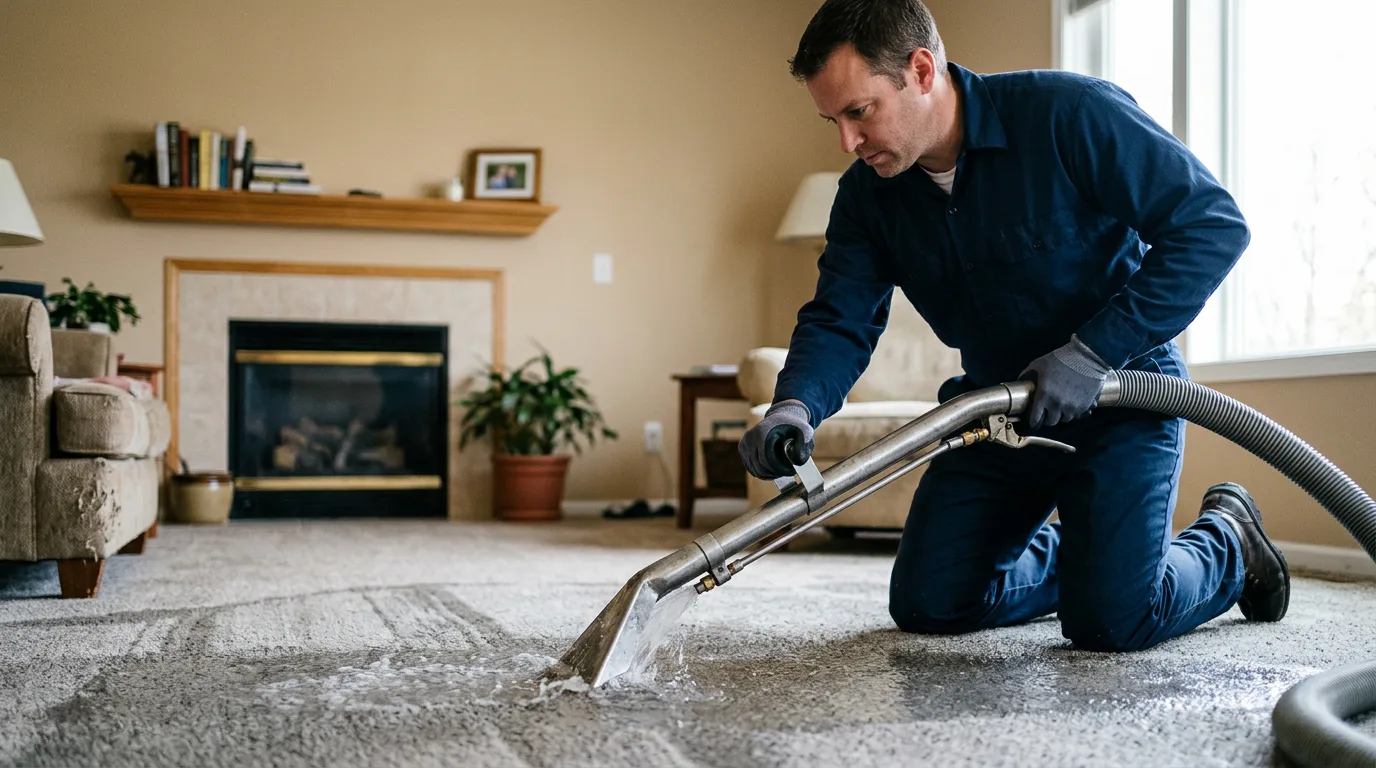Water damage restoration technician working near Mountain City, GA